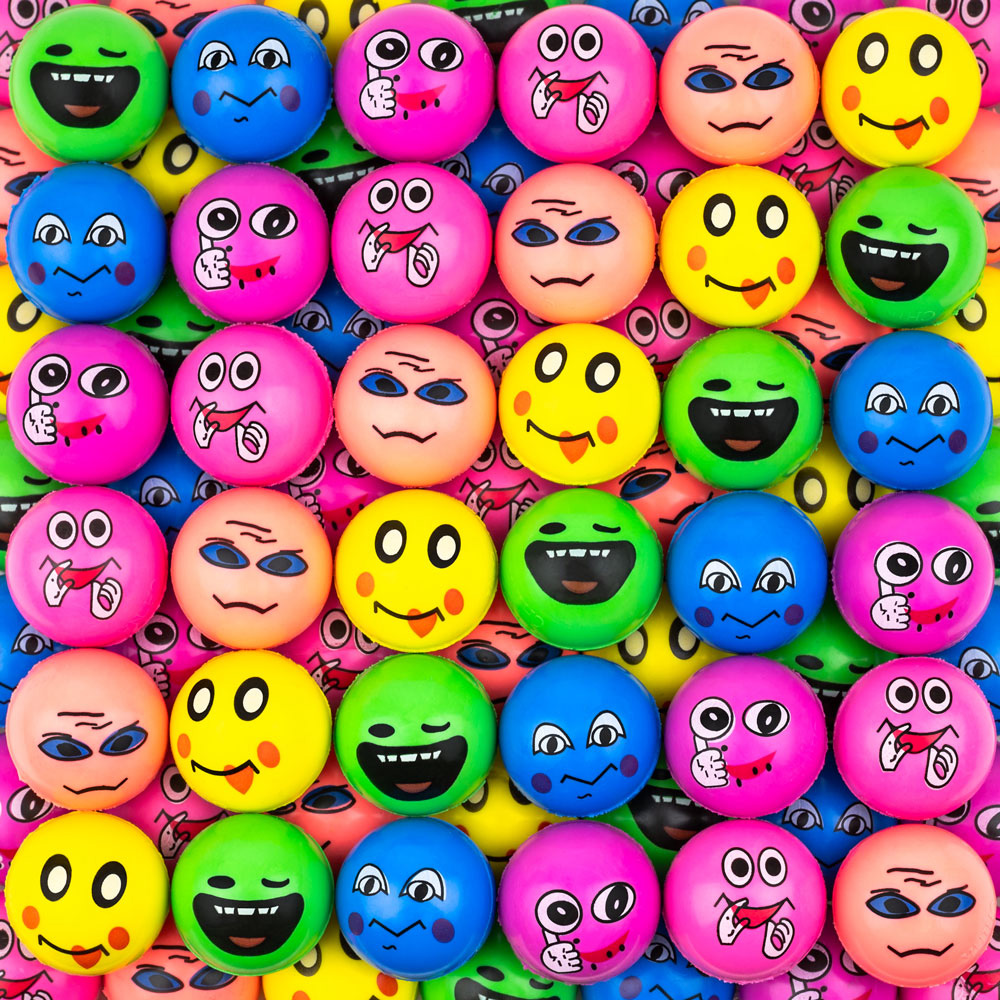 25mm Emoticon Hi Bounce Ball Mix | A&A Global Industries