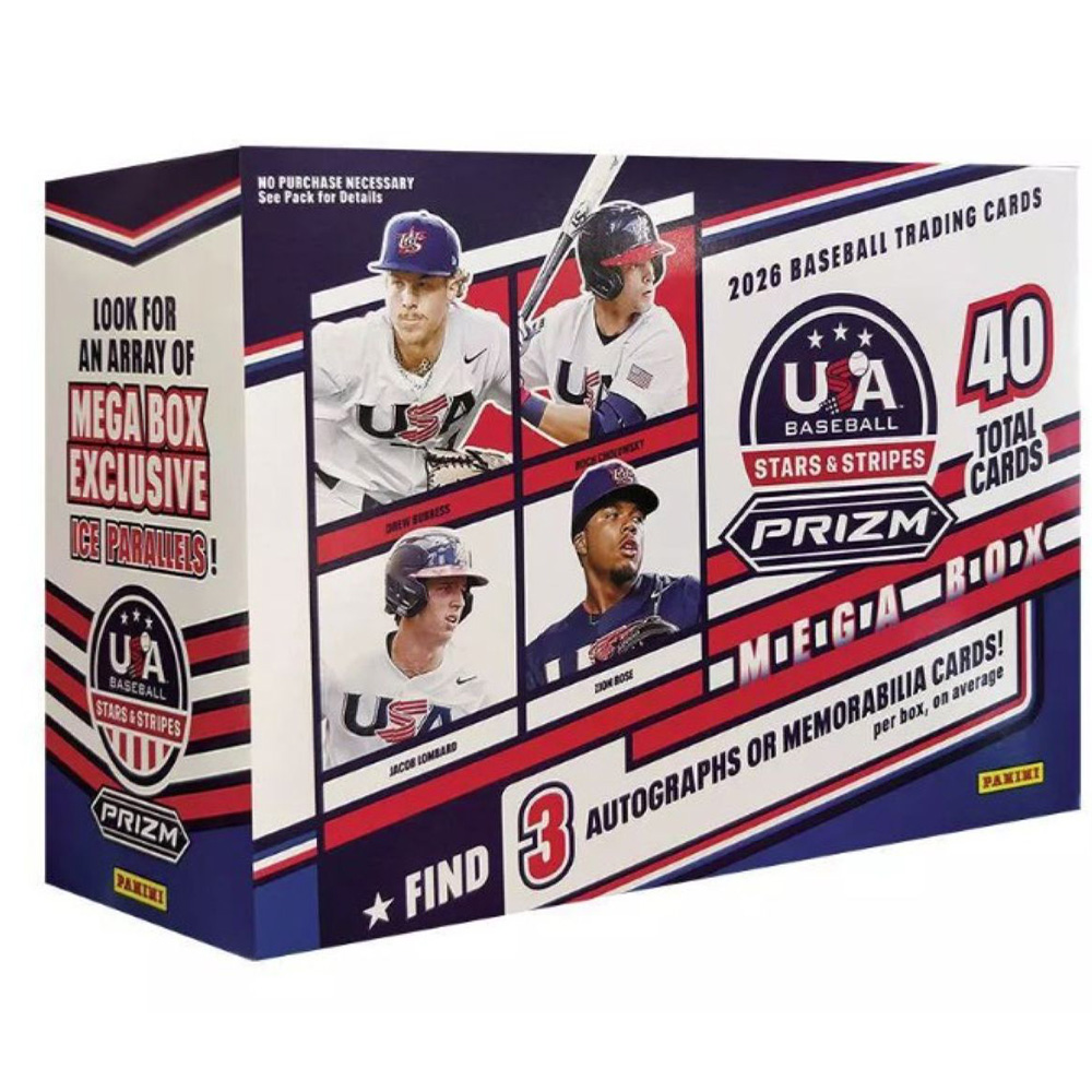Panini USA Stars & Stripes Prizm Baseball Trading Cards Mega Box 2026