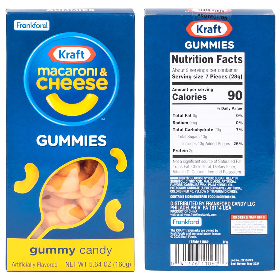 Kraft Macaroni & Cheese Gummies, 3pk, 16.92 oz, Fruit Flavored, by Frankford Candy