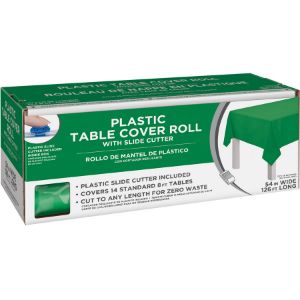 PT1003-Plastic Table Cover Roll Boxed Green 126ft
