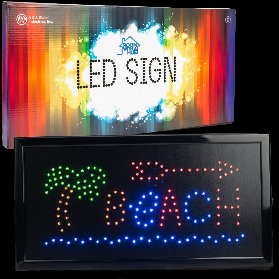 LED Sign: Beach 10in x 19in box and sign