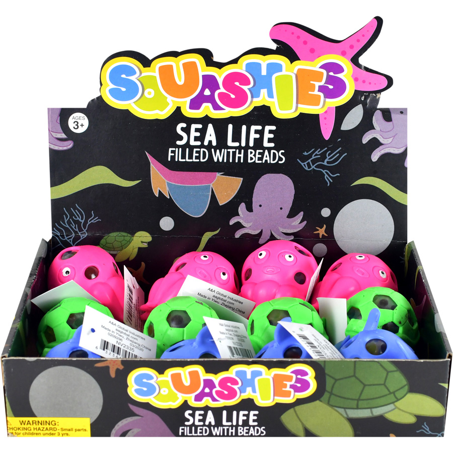 Squeeze Sealife w/Beads 3.4in 12pcs | A&A Global