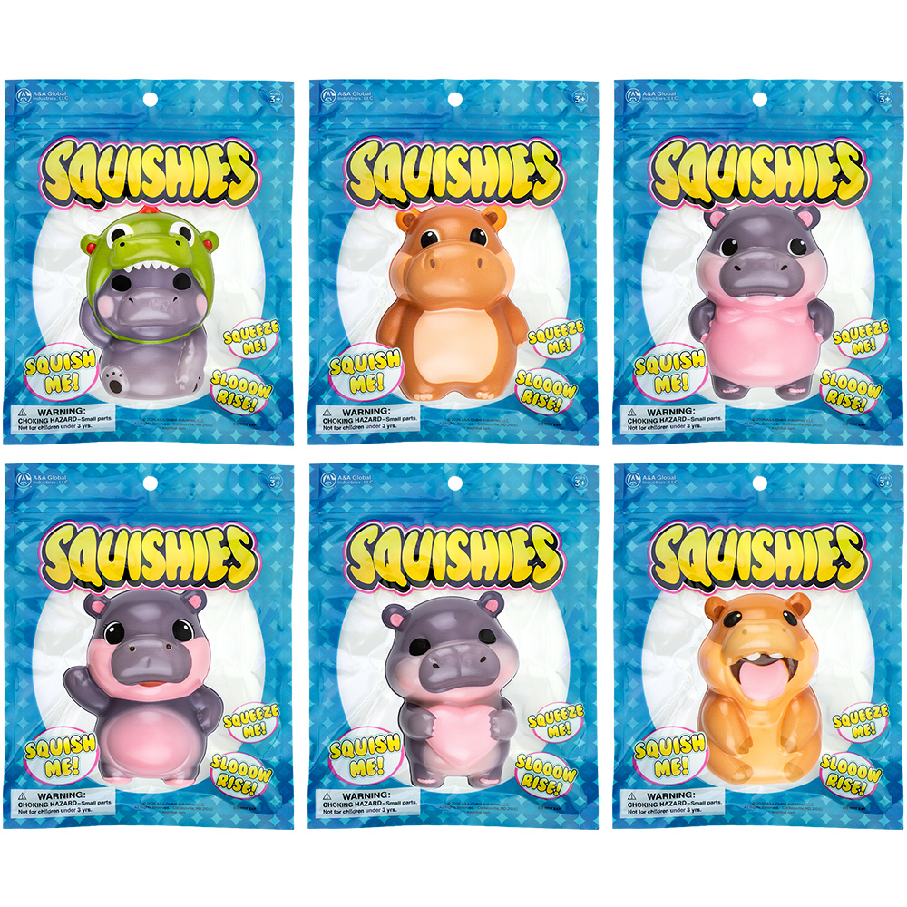 Squishy Bagged Hippo 4in Asst (12pcs)
