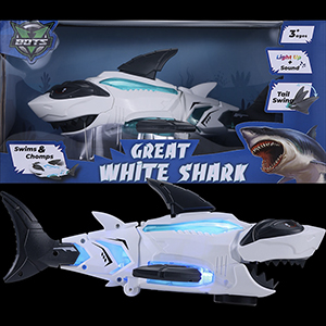 Robo Battery Light Up Shark - Shark W Blue Lights And Product Box - AA-Global - TY3747